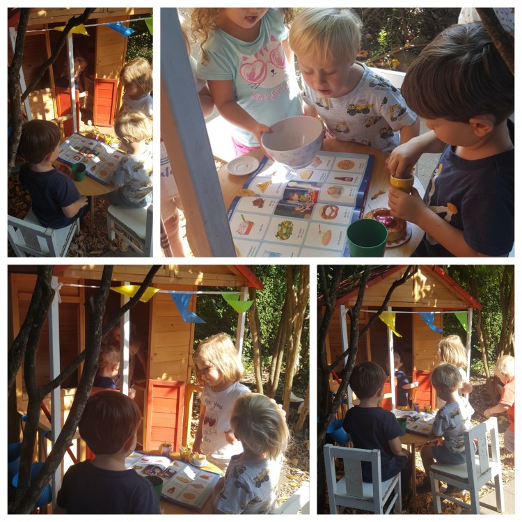 Die Kinder verwandeln das Häuschen zu einem Ferien Haus mit Restaurant feeling